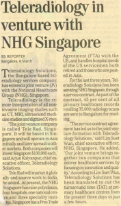 Teleradiology in venture with NHG Singapore